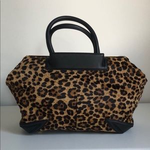 NEW Brian Atwood Sophia Doctor Leopard Print Calf Hair Satchel Bag